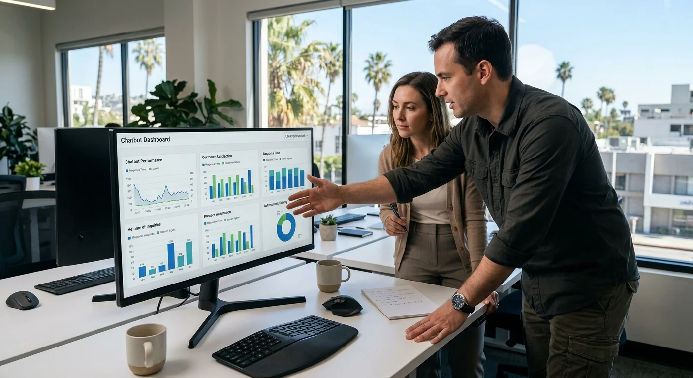 Dashboard showing chatbot and process automation results for a Los Angeles client