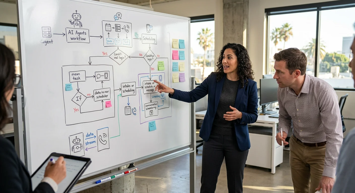 AI agent workflow diagram mapped for a Los Angeles business operations team
