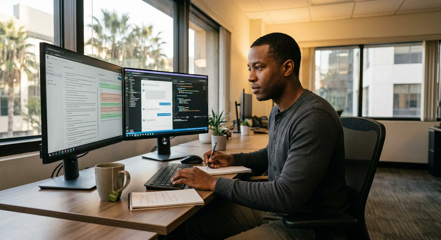 Developer validating automated agent responses during a structured quality check
