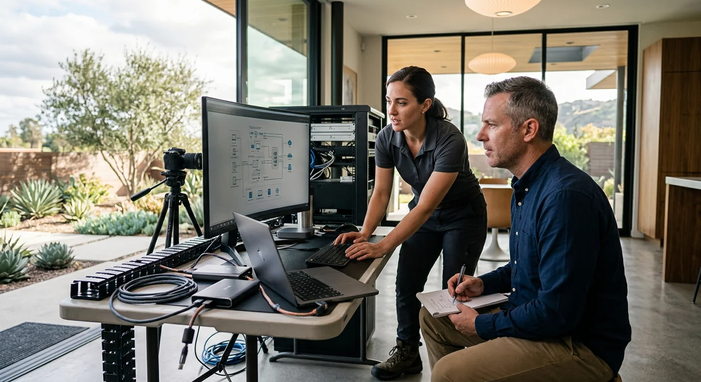Consultant reviewing AI workflow automation plans with a Los Angeles business team