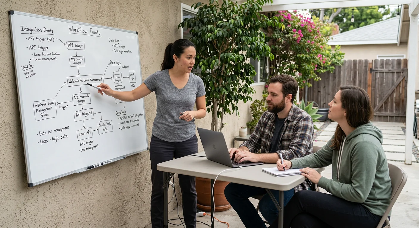 Team documenting automation triggers and integration points for a Los Angeles workflow project
