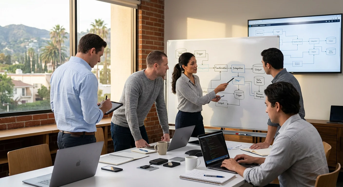 Team reviewing process automation steps and integration points during a planning session