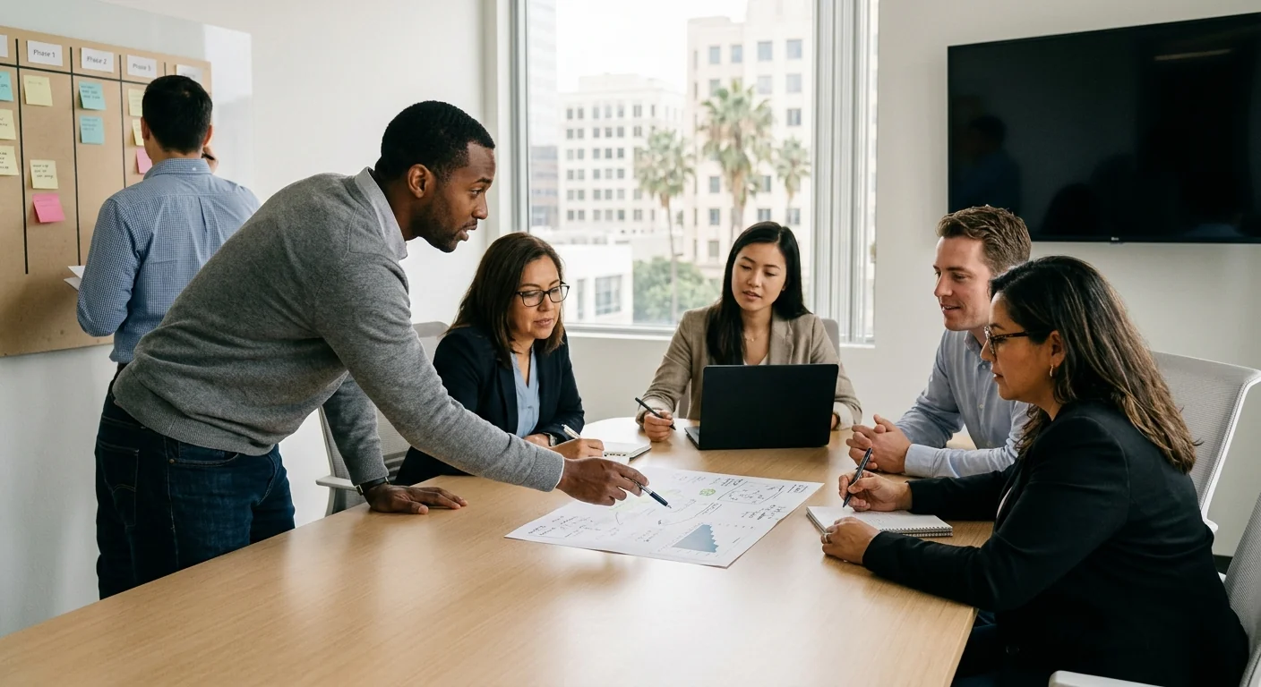Team coordinating development sprint milestones with a Los Angeles business client