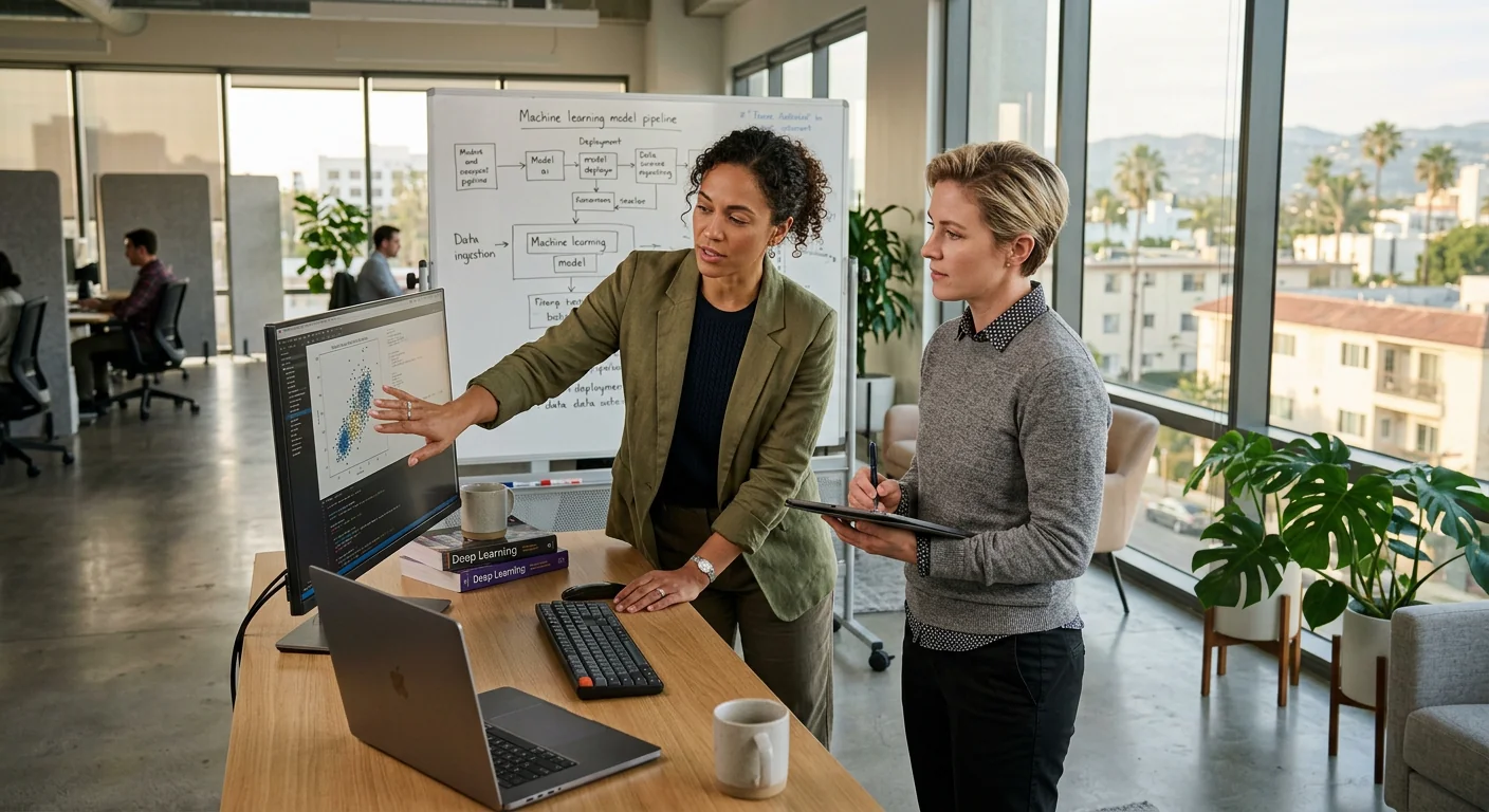 Business owner reviewing scattered software tools before a custom AI solution build