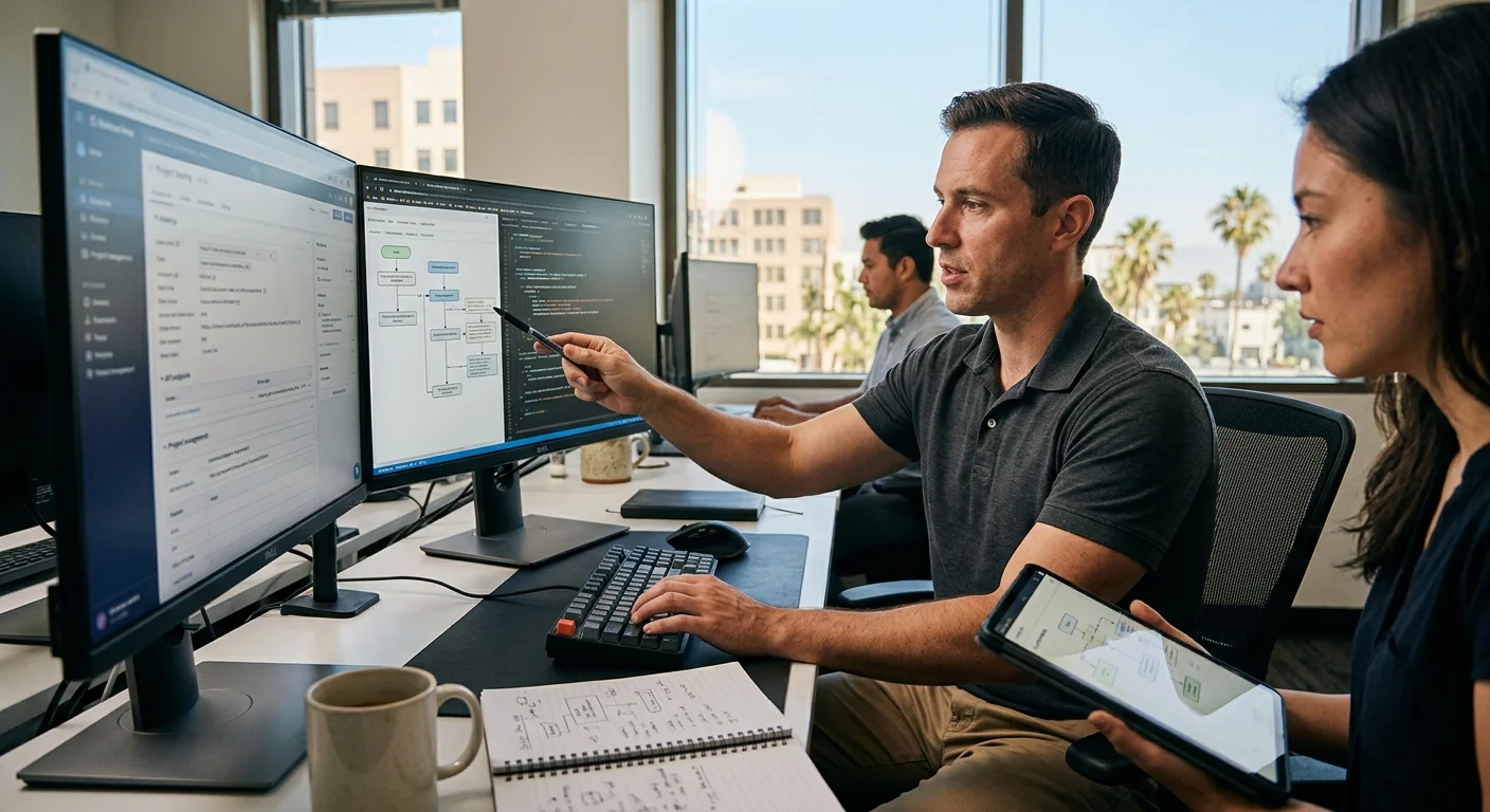 Specialist testing an AI agent integration against existing business software workflows