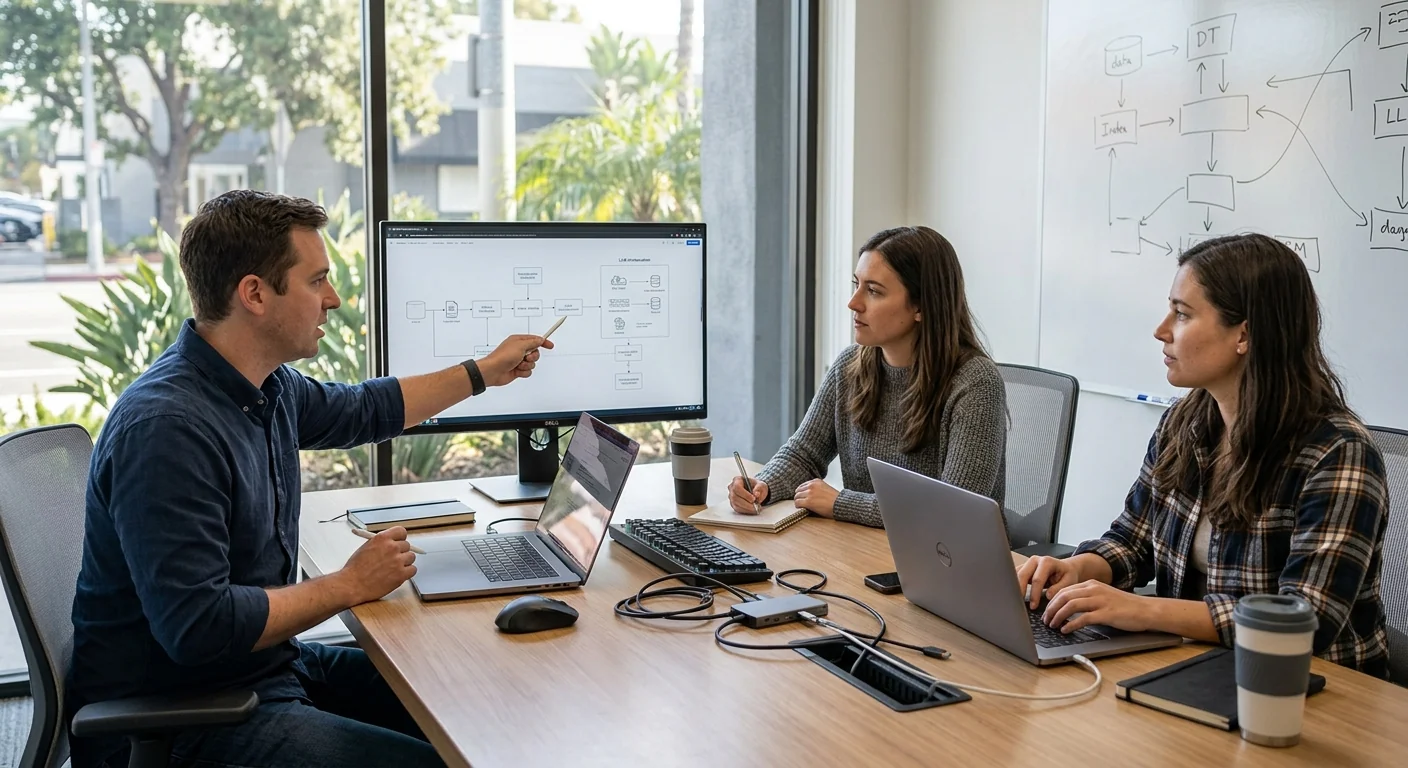 Team configuring retrieval-augmented generation pipeline for a local business