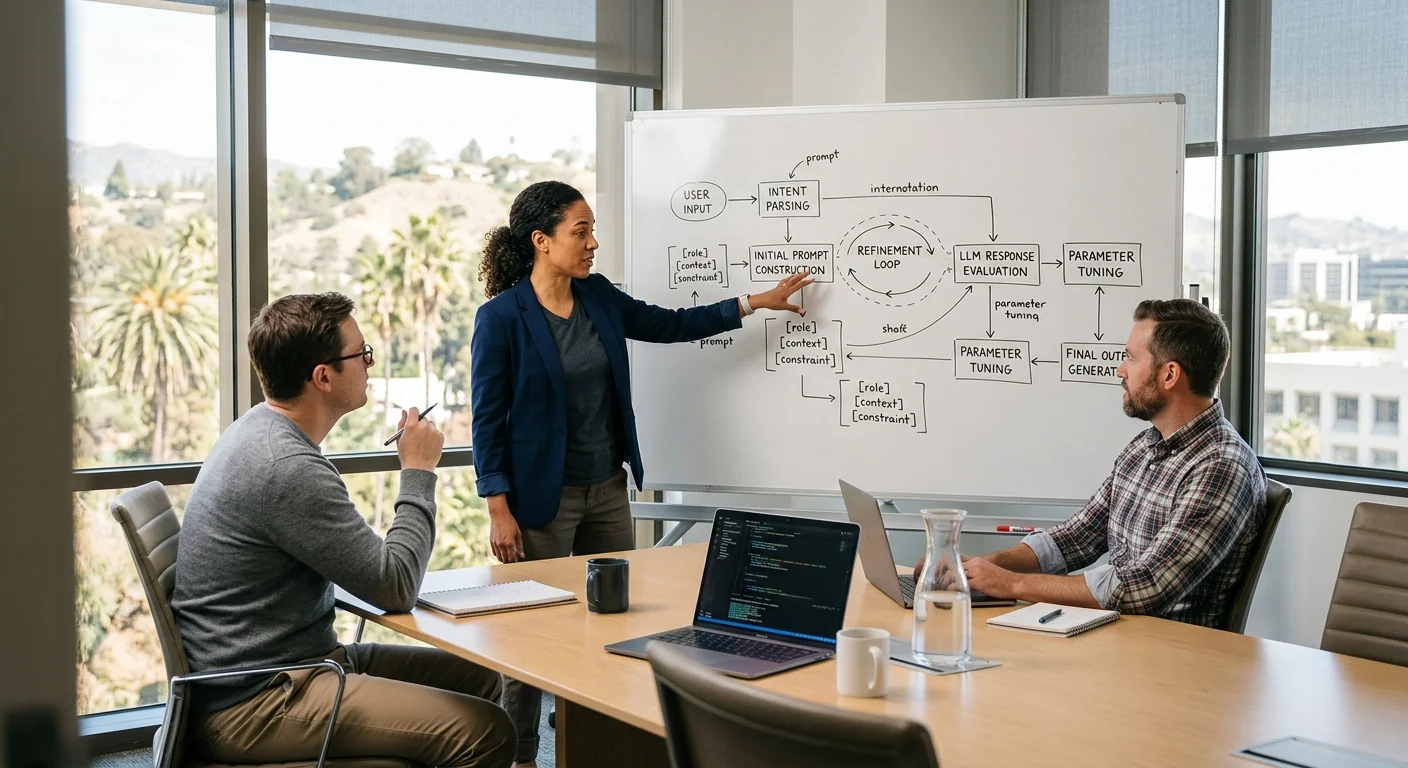 Prompt engineering workflow displayed during a client planning session